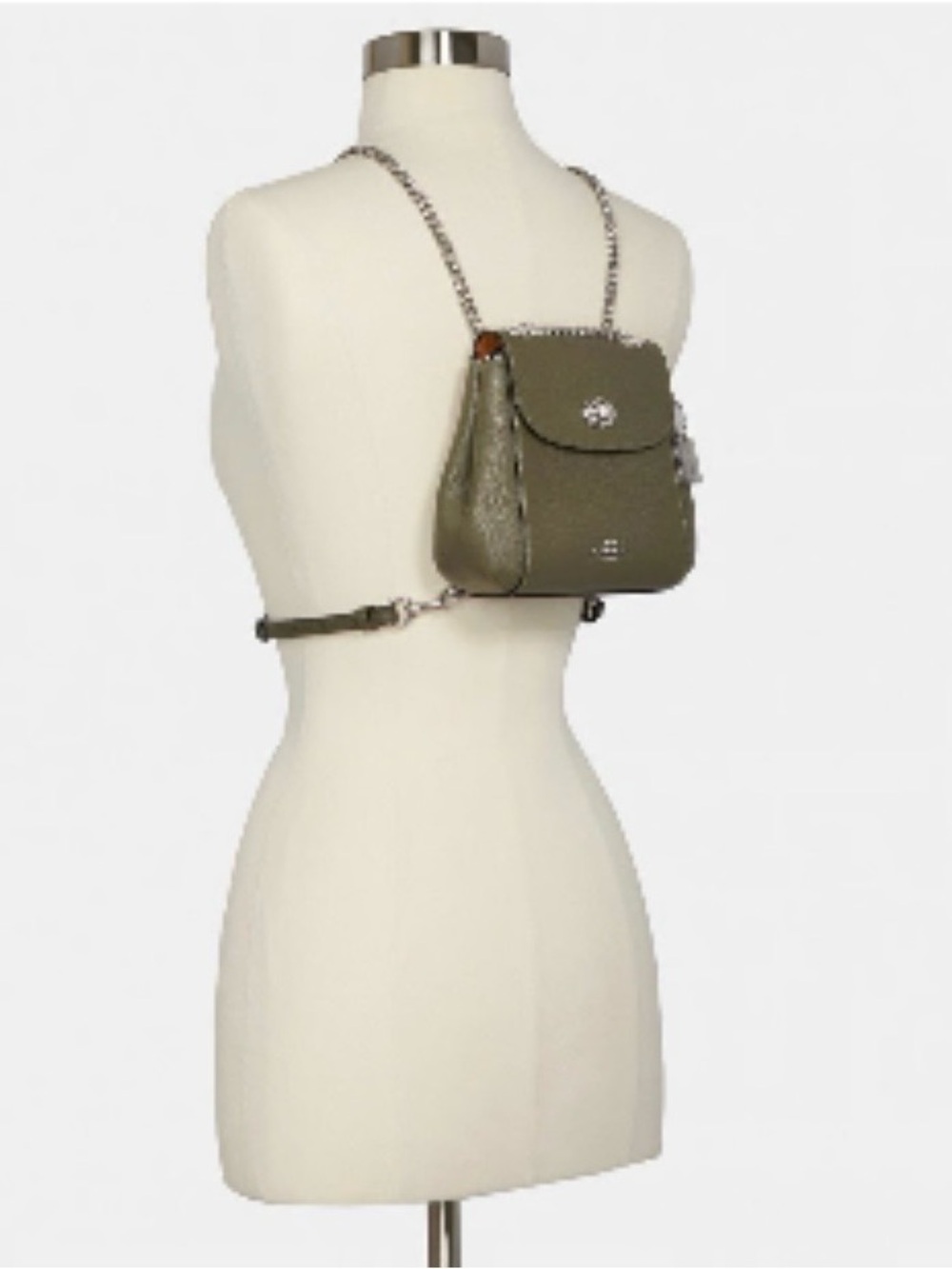Coach Mini Backpack Crossbody C5677 Olive Green Pebbled Leather NWOT - Picture 4 of 8
